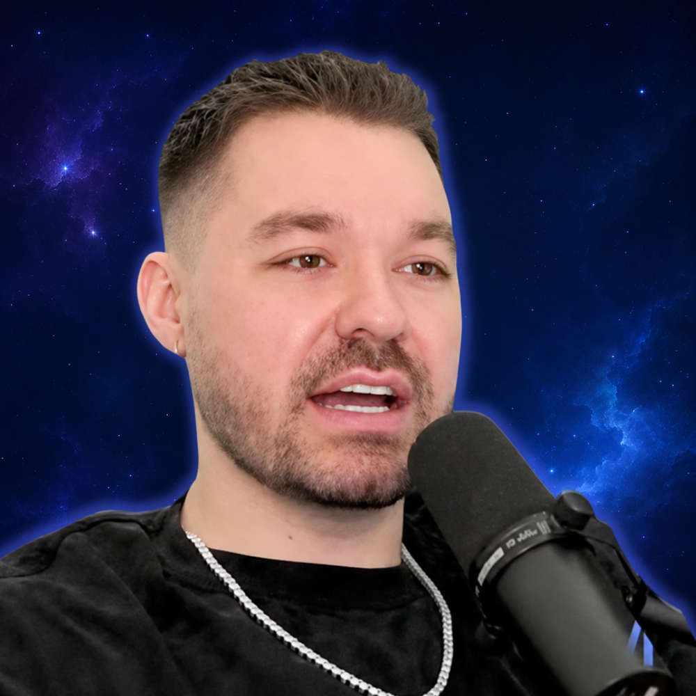 Crypto Galaxy host speaking into a microphone